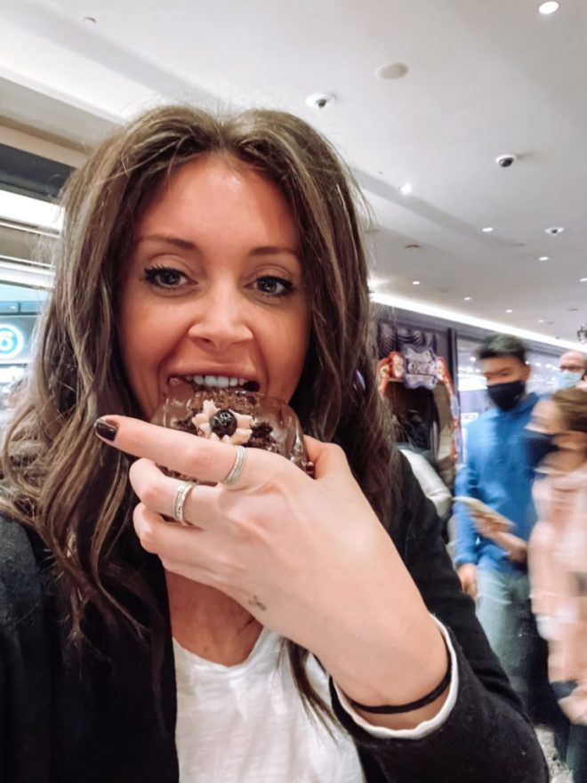 Eating a donut in Vegas